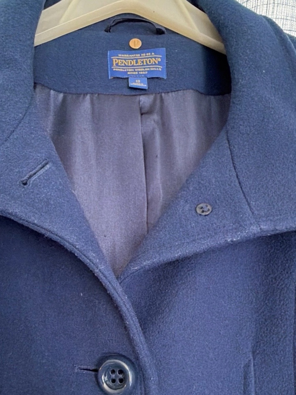 Pendleton Navy Wool-Blend Single-Button Pea Coat - Picture 3 of 6
